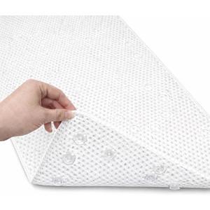 Bathtub Mat Non Slip, Bath Mat for Tub Non Slip, Tub Mat Extra Large 36 x 17 in, Bathtub Mat with Suction Cups & Drain Holes, Soft Foam, Machine Washable, White