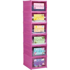 Wonderjune 1 Pcs 6 Shelf Daily Weekly Clothes Organizer for Kids,Elegant
Foldable, Days of The Week Clothes Organizer with Labels, Monday Through Weekend Essential, Plastic Shoe Storage Box