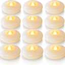 Homemory 12 Pack 3 Flameless Led Floating Candles, 200 Hour White Battery Operate Waterproof Tealights for Cylinder Vases, Centerpieces at Wedding Decor, Party, Pool
