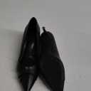 PiePieBuy Womens Pointed Toe Pumps Twist Knot Stiletto Mid Heel Faux Leather Dress Shoes (8, Black)