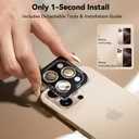 CASEKOO [Everlasting Sparkle for iPhone 16 Pro/iPhone 16 Pro Max Camera Lens Protector [Military Protection] [9H Tempered Glass] Anti Crack, Bling & Glitter, Removable, Glossy, Gold