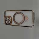 Compatible with iPhone 16 Pro Case with Magnetic Ring Stand [Camera Len Protectors][Compatible with Mag-Safe] Clear Plating Phone Case for iPhone 16 Pro 6.3",Desert Gold