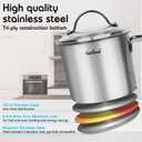 1.5 Quart Stainless Steel Saucepan with Pour Spout, Saucepan with Glass Lid, 6 cups Burner Pot with Spout - for Boiling Milk, Sauce, Gravies, Noodles, 6.3 x 5.91 x 5.12 inches