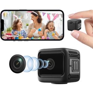 2025 Upgraded Security Camera, Wireless Surveillance Camera, 4K HD Mini Nanny Cam for Home (with Night Vision) WiFi Indoor Camera(Video Only) Black