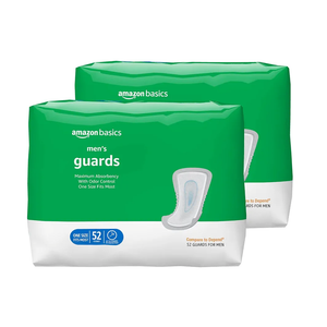 Amazon Basics Men's Incontinence Guards, Maximum Absorbency, 104 Count, (2 Packs of 52)