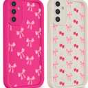 2 Pack Cute Coquette Bow Phone Case for Samsung Galaxy A35 5G 6.6", Aesthetic Pink Cherry Ribbon Bowknot Pattern Print Design Women Girls Case Soft Slim Shockproof TPU Protective Funda Cover