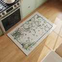 Door Mat Indoor Entrance 2x3 Rug Chinoiserie-Style Floral Vintage Machine Washable Small Area Rug Non-Slip Low Pile Throw Rugs for Entryway, Kitchen, Front Door, Entry, Kids Room, Beige