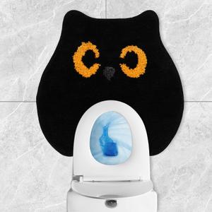 Cute Black Cat Bathroom Rug U Shaped Toilet Rug Soft Bath Mat Non Slip Washable Floor Mat for Home Hotel Bathroom Restroom Decor