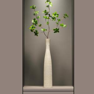 White Ceramic Vase, 20.4" Tall Floor Vase Modern Rustic Handcrafted Decorative Flower Vase for Branches and Dried Flowers, Home Decor, Living Room, Bedroom (Beige White)