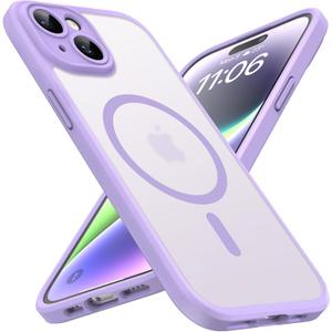 TOCOL Magnetic for iPhone 14 Case, Upgraded Full Camera Protection, Compatible with Magsafe, Drop Protection, Translucent Matte Back Bumper Phone Cover 6.1-Inch (Light Purple)