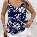 MakeMeChic Women's Plus Size Camisole Floral Print Spaghetti Strap Sleeveless Cami Top (XL)