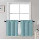 Gwine 24 Inch Length Kitchen Curtains Sets, Light Filtering Half Window Short Curtain Tiers for Bathroom Basement Cabinet Camper Small Windows, 2 PCS, Each 30" Wx24 L, Aqua