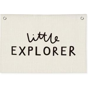 Little Explorer Baby Shower Linen Canvas Banner, Boys Room Decor, Camping Wall Hanging Canvas Banner Flag Decor for Toddler Boy Room Nursery Playroom, 20x30 Inch (Everything Is Figureoutable)