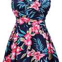 COCOPEAR Women's Elegant Crossover One Piece Swimdress Floral Skirted Swimsuit, XL