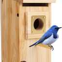Bird Houses for Outside with Copper Guard,Thicken Wooden Bluebird House Clearance Garden Country Cottages, Nesting Box for Finch Swallow Wren Chickadee Wild Bird Supplies
