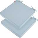 Patio Chair Cushion 18"x18"x2.5" for Patio Furniture, 2 Pack, Indoor/Outdoor Waterproof Square Corner Seat Cushion with Ties, Chair Pads for Garden Dining Office Sofa-Frost Blue