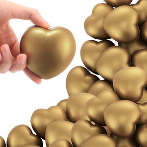 Zubebe 24 Pcs 2.76'' Golden Heart Stress Balls Golden Foam Stress Heart, Gold Squeeze Relief Balls for Valentines Party Favor Wedding Reward