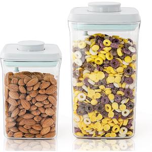 Pop Airtight Containers for Food Storage, Leakproof Air Tight Containers Pantry Storage Containers with Lids - Set of 2 (2.0Qt&0.9Qt)