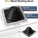#3 Metal Roof Vents Flashing, Roofing Boots Kit for Houses Fits Pipe Od 1/4" to 5-3/4", Epdm Flexible Roof Jacks for Roofing, Roofing Screws & Hex Socket and Scissors Included - 4 Pcs