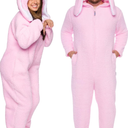 Funziez! Slim Fit Sherpa Adult Onesie - Animal Halloween Costume - Plush One Piece Cosplay Suit for Men, Large