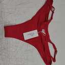 Women's Adjustable Swim Bottoms High Cut Low Waisted Bikini Bottoms Cheeky Bathing Suit Bottoms (Large, Red)