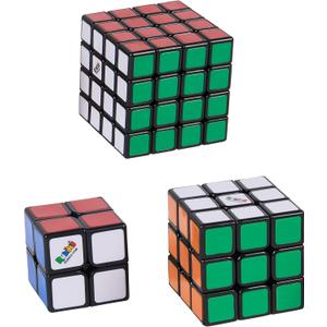 Rubiks Cube, Tiled Trio Bundle 2x2 Mini 3x3 Cube 4x4 Master, Problem-Solving Brain Teaser, Classic Color-Matching Puzzle, Fidget Toy, Sensory Puzzle, Stocking Stuffers for Ages 8 & Up
