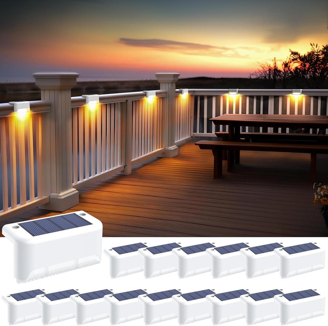 SOLPEX Solar Fence Lights Outdoor, Solar Step Lights Waterproof LED Deck Lights for Stair, Balcony, Railing, Front Porch, Yard, Garden and Patio Decor (16 Pack Warm White)