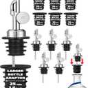 Pafusen Olive Oil Pour Spout with Adapters, Oils Pourer for Olive Oil Dispenser Bottle, Easily Turn Your Bottles into Dispensers for Liquor,Oils,Bottle Pourers (Sliver, 6 Pack Pour +Adapters)