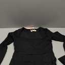 QINSEN Womens Square Neck Bodice Dress Long Sleeve Side Slit Flare Mini Dresses (Medium, Black)