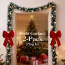 2-Pack Prelit Christmas Garland, 15FT Lighted Artificial Holiday Garland with Lights for Fireplace, Stair Railings, Xmas Tree, Indoor & Outdoor Dcor Lighted Garland Plug in