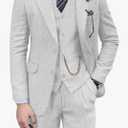 Retro Mens 3 Piece Suit Tweed Herringbone Slim Fit Suits Groomsmen Brown Tuxedos Set Prom Jacket Blazer Vest Pants for Men, S