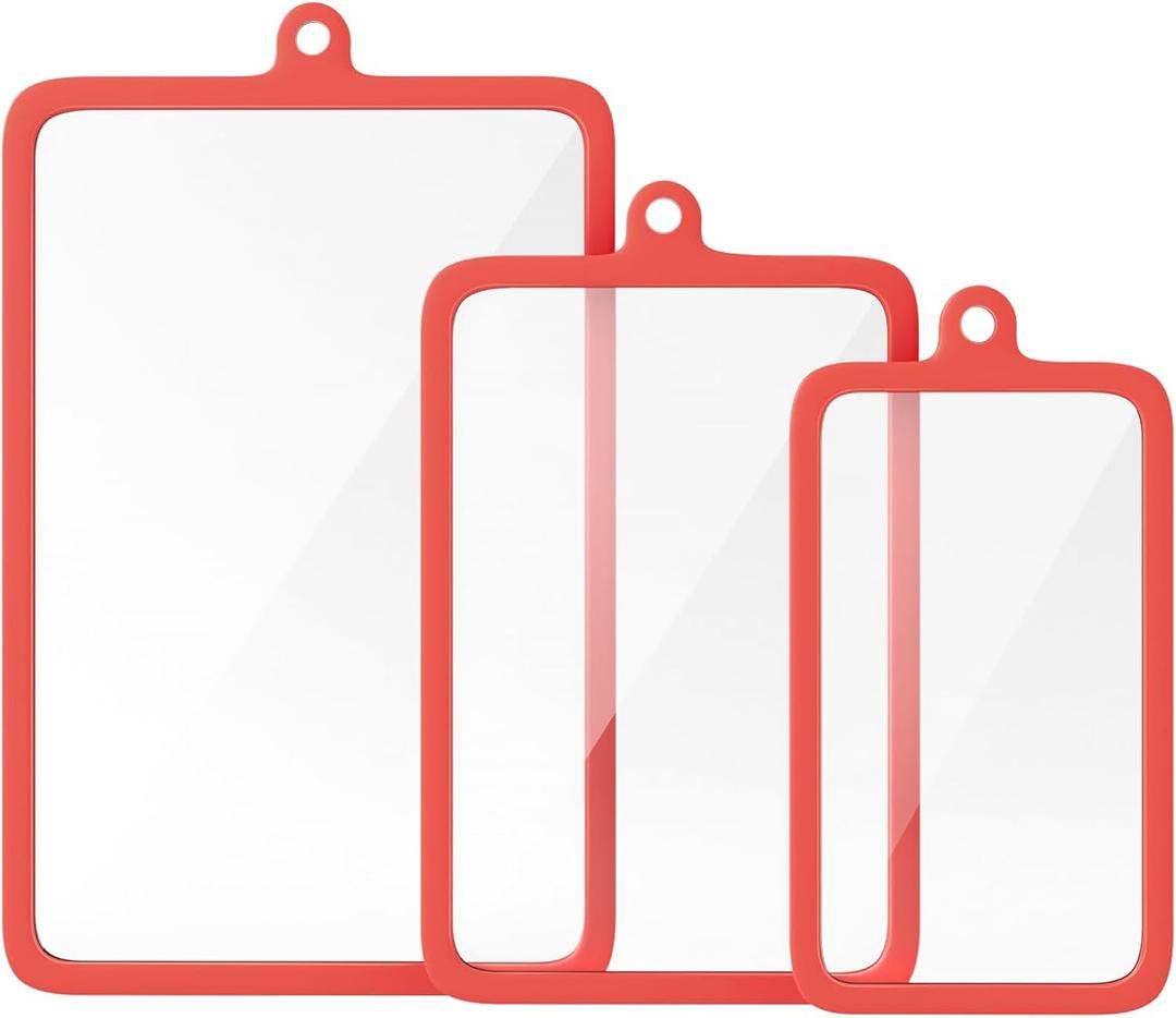 Freshmage 3Pcs Tempered Glass Cutting Boards for Kitchen, Glass Cutting Board Set (10"x6", 12"x8", 15"x10") with Non-Slip Silicone Edges, Hanging Hole, Clear Cutting Board for Countertop & Meal Prep