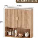 Bathroom Wall Storage Cabinet, Over the Toilet Storage Cabinet with Fluted Doors & Adjustable Shelf, Wood Medicine Cabinet Wall Mounted for Bathroom, Laundry Room & Kitchen, Natural Oak