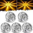 Partsam 5Pcs 1.5 inch Mini Glass Lens Watermelon Lights [Patent Pending], Amber LED Marker Clearance Light Turn Signal for Semi Truck Trailer RV, Compatible with Freightliner Kenworth Peterbilt