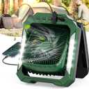 26800mAh Solar Battery Camping Fan, 3 Speeds Portable Fan with 18W Detachable Solar Panel, Rechargeable Desk Fan with LED Light & Timing Function, Outdoor Hurricane Tent Power Bank for Home Office