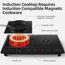 Double Induction Cooktop,Portable Induction Cooker with 2 Burner Independent Control,Ultrathin Body,10 Temperature,1800W-Multiple Power Levels,3 Hour Timer,Safety Lock