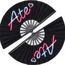 2 Pack 13 Inch Clack Popping Line Dancing Fans Boots on The Ground Large Foldable Clacking Hand Fan Make Sound for Dance Rave (Ate)