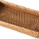 Small Rattan Serving Tray, Natural Wicker Decorative Tray for Trinket Ring Cosmetic, Rectangular Keys Basket Jewelry Perfume Trays for Coffee Table Entryway Living Room(10"  5.1")