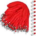 Marspark 200 Pcs Lanyard Bulk for ID Badges, Flat Neck Lanyard with Swivel Hook and Clip, Durable Accessory for ID Card Holders (Red)