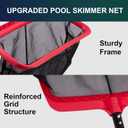 Pool Skimmer Net, Upgraded Pool Net Skimmer with Double-Layer Netting Bag, Larger Capacity Pool Nets for Cleaning Finest Debris, Thickened Frame Pool Leaf Net Reinforced with Grid Structure (Red)