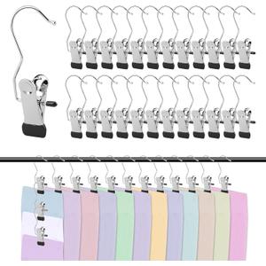 50pack Legging Organizer for Closet Yoga Pants Hangers Hanging Clips w/Rubber Coated Holds Leggings Space Saving Hanger Closet Organizers(Color:Silver)