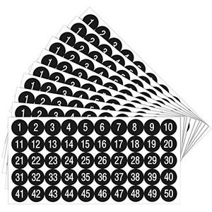 Outus 10 Sheets 1 to 50 Small Number Stickers for Classroom Vinyl Consecutive Number Stickers Self Adhesive Waterproof Decal Labels for School Inventory Classification