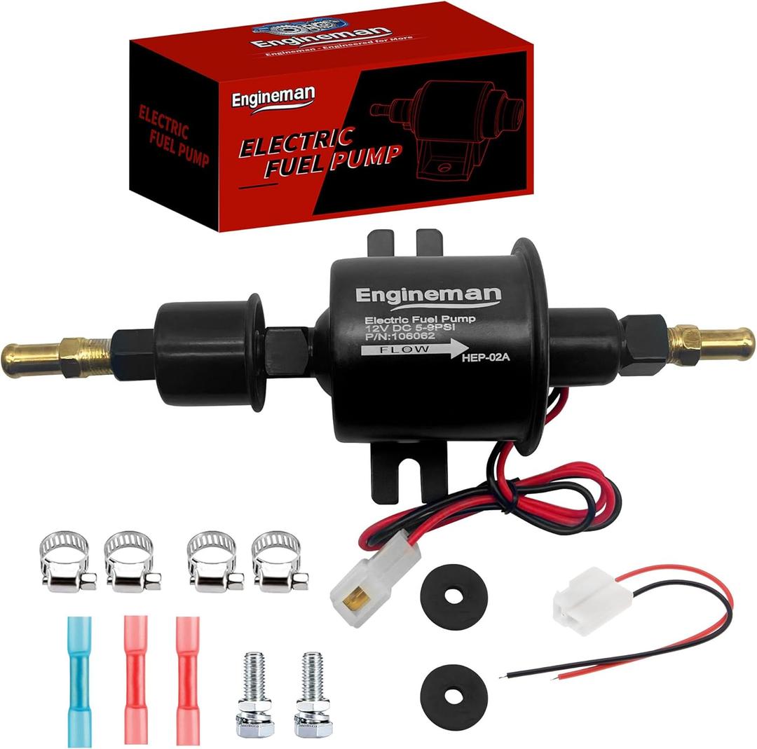 Electric Fuel Pump 12V 5-9psi HEP-02A for Electric Transfer Universal Low Pressure Gas Diesel Fuel Pump for All 12V Cars Trucks Boats Carburetor Lawn Mower