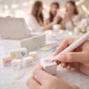 Nolia Baby Shower Blocks Decorating Game 48 White Wooden Cubes to Decorate, Storage Box, 12 Acrylic Markers & Instruction Sign