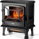 TURBRO Suburbs 20 in. Electric Fireplace Infrared Heater with Crackling Sound, Freestanding Fireplace Stove with Realistic Flame Effect, CSA Certified, Overheating Protection, Easy to Assemble, 1400W (Black)
