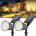 Solar Lights Outdoor Spot Light: 4 Pack 120&180 Adjustable Bigger LED Solar Spot Lights Outdoor Waterproof - Landscape Lighting Spotlights for Garden, Yard, Pathway, Tree, Flag, Wall (Warm White)