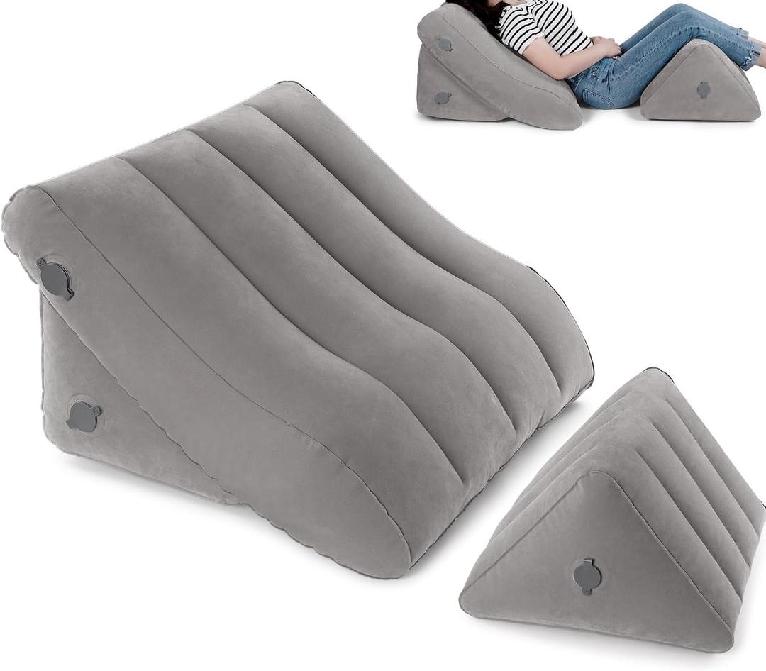 USHMA Inflatable Wedge Pillow Set - Travel Wedge Pillow for Sleeping with Adjustable Height - Inflatable Wedge Cushion for Adults with Pain Relief - Blow up Bed Wedge & Easy Storage