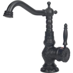 Brass Bathroom Faucet - Black Single Handle Kitchen Faucet, Multifunctional, 360 Degree Swivel Spout, High Arc Splash Filter, Black