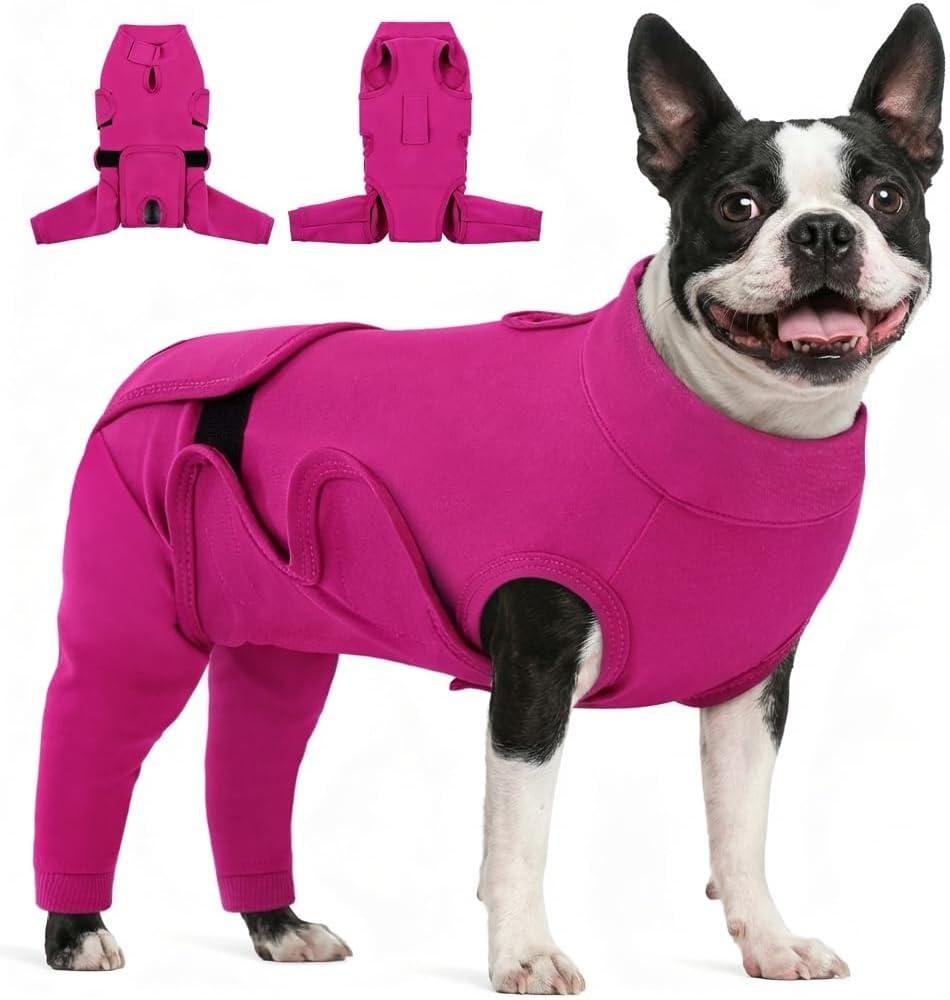 Koeson Adjustable Dog Recovery Suit for Hind Legs, Soft Dog Surgery Recovery Suit with Long Back Sleeves, Rear Leg Sleeve to Stop Licking for Medium Dogs, Pet Surgery Shirt Female Male, M