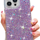 for iPhone 16 Case Glitter, Shiny Bling Sparkly Design Phone Cover for Women Girls Cute Soft TPU Slim Shockproof Protective Phone Case for iPhone 16 6.1", Purple